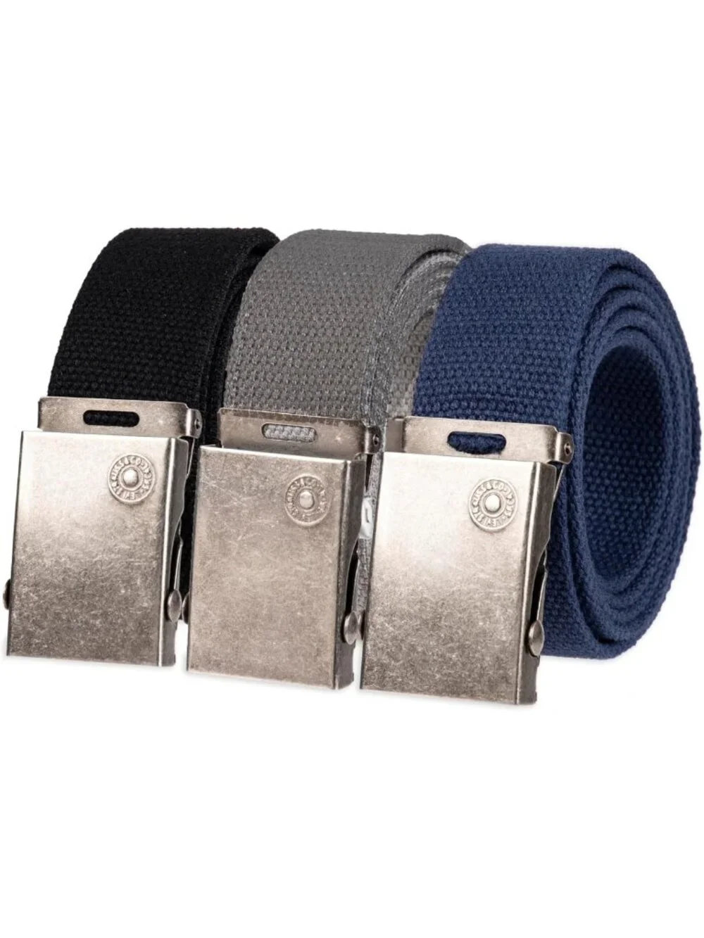 Unisex Casual Cut-To-Fit Web Belt Set - 3 Pack Straps & Interchangeable Buckle